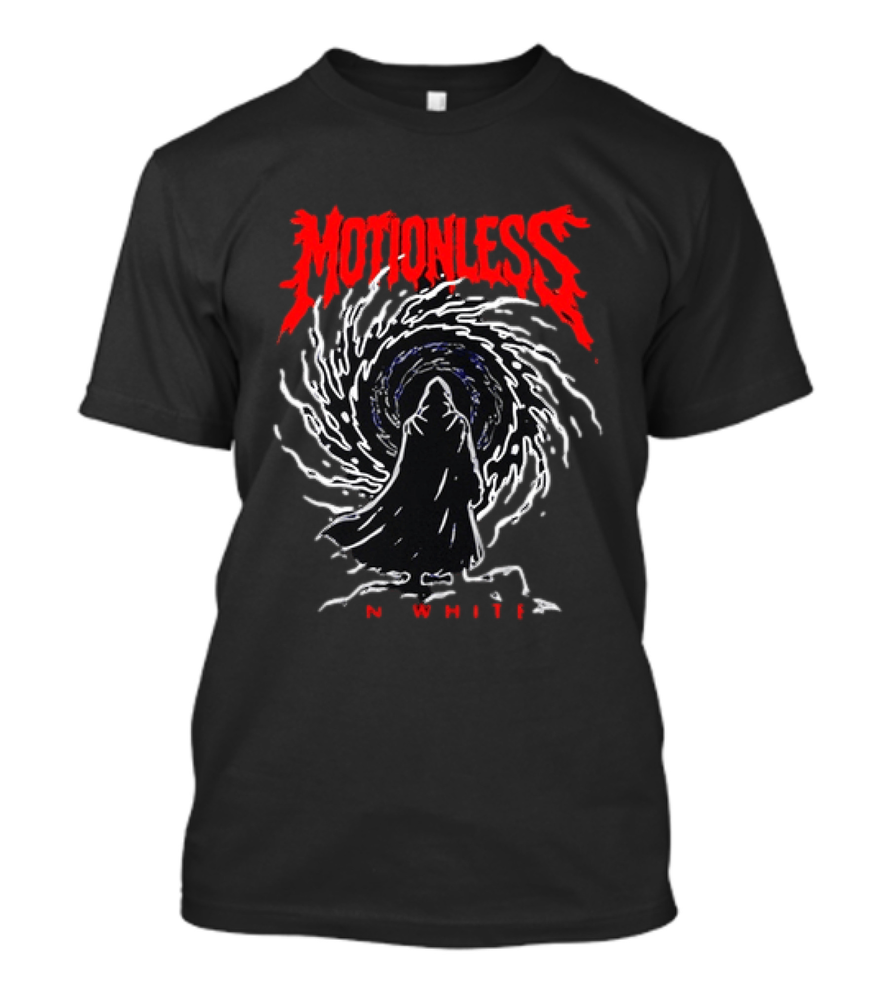 Motionless In White MIW The Sweat And Blood Tour 2026 Be Not Afraid Of The Dark Cloaked Figure Spiral T-Shirt