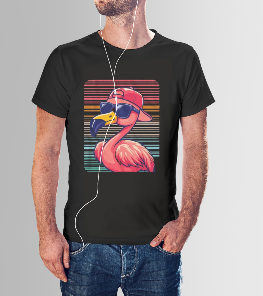 Flamingo Cool Vibes Sunglasses And Cap T-Shirt