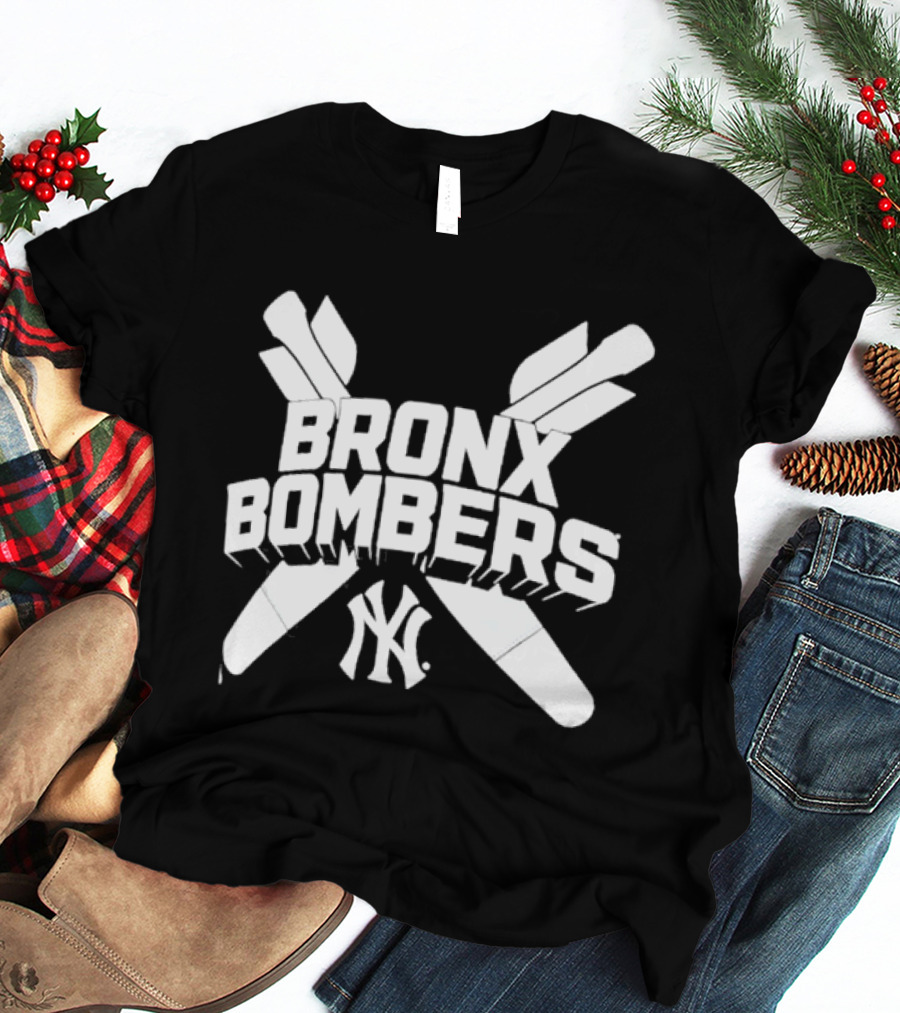 New York Yankees Bronx Bombers NY Logo With Baseball Bats T-Shirt