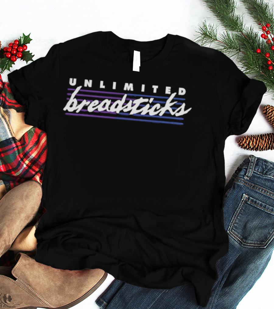 Unlimited Breadsticks Unsolved 2026 Purple Blue Stripes T-Shirt