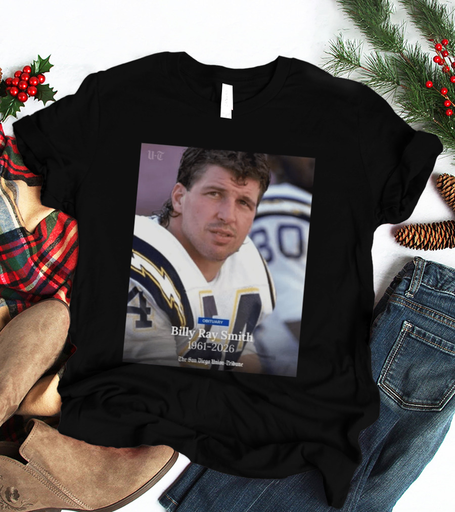 Billy Ray Smith 1961 2026 San Diego Chargers Obituary Tribute San Diego Union Tribune T-Shirt