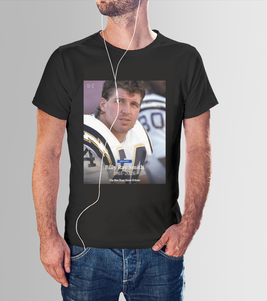 Billy Ray Smith 1961 2026 San Diego Chargers Obituary Tribute San Diego Union Tribune T-Shirt