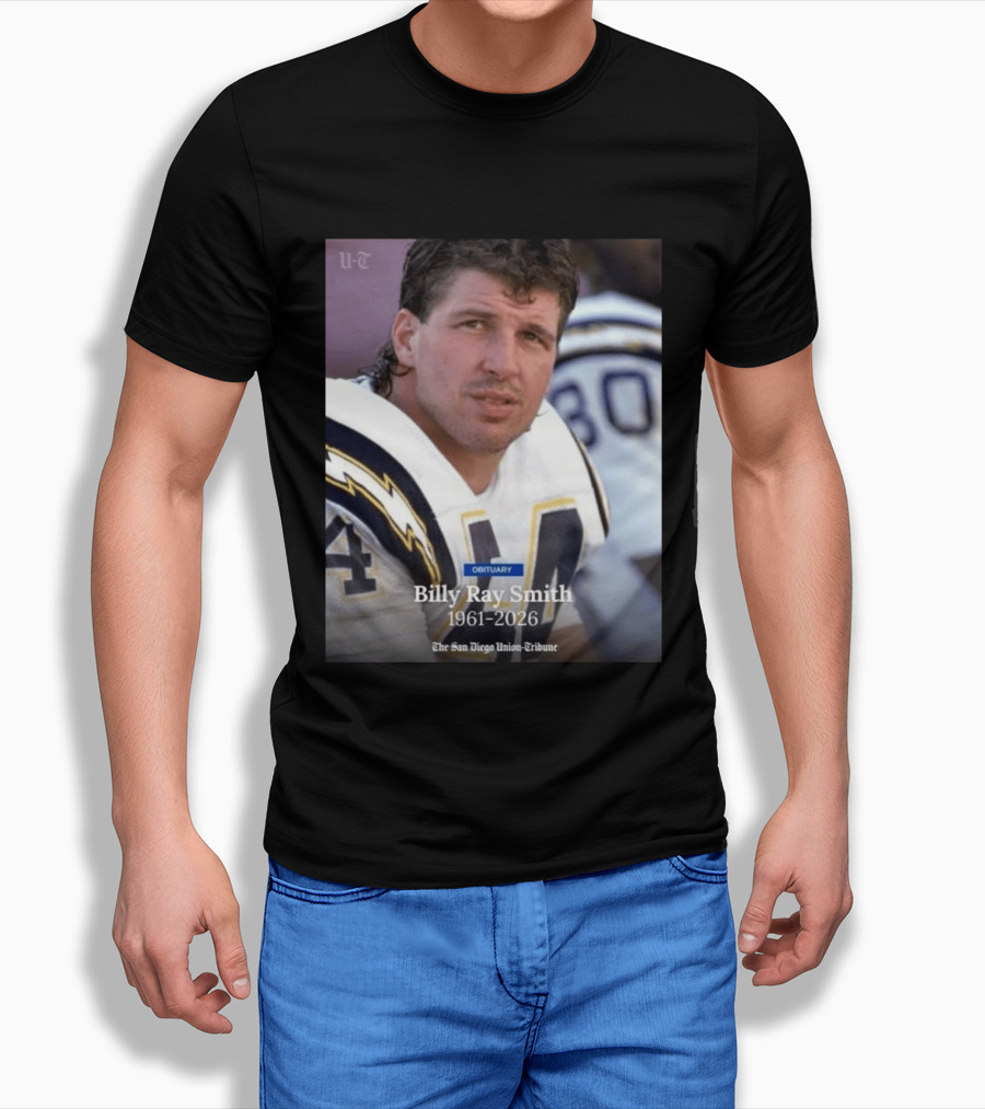 Billy Ray Smith 1961 2026 San Diego Chargers Obituary Tribute San Diego Union Tribune T-Shirt