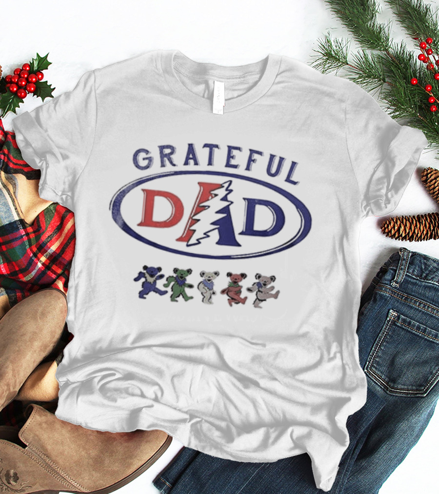Grateful Dad Father's Day With Dancing Bears And Lightning Bolt T-Shirt