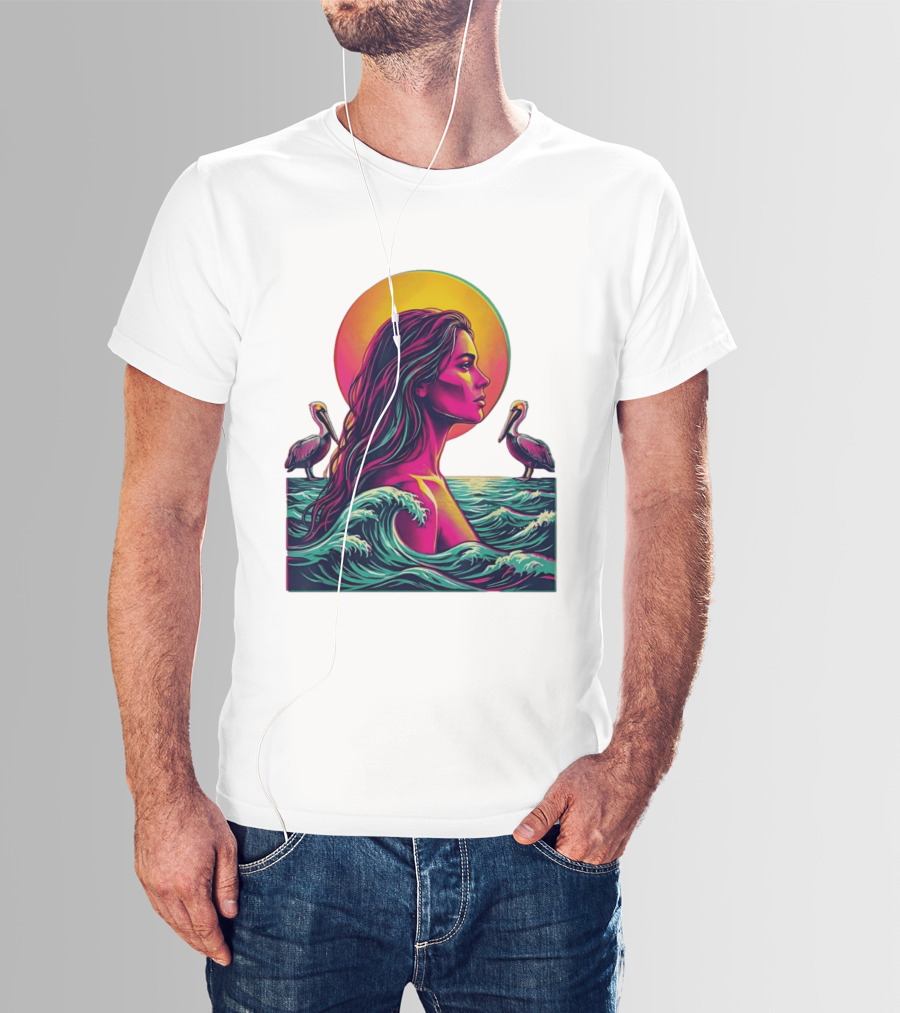 Gulf Coast Sunset Pelican Waves Woman T-Shirt
