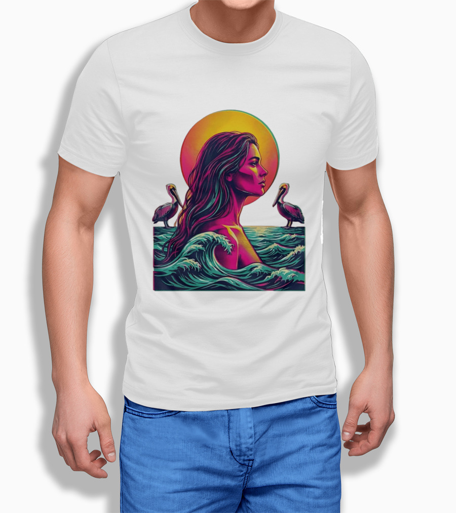 Gulf Coast Sunset Pelican Waves Woman T-Shirt