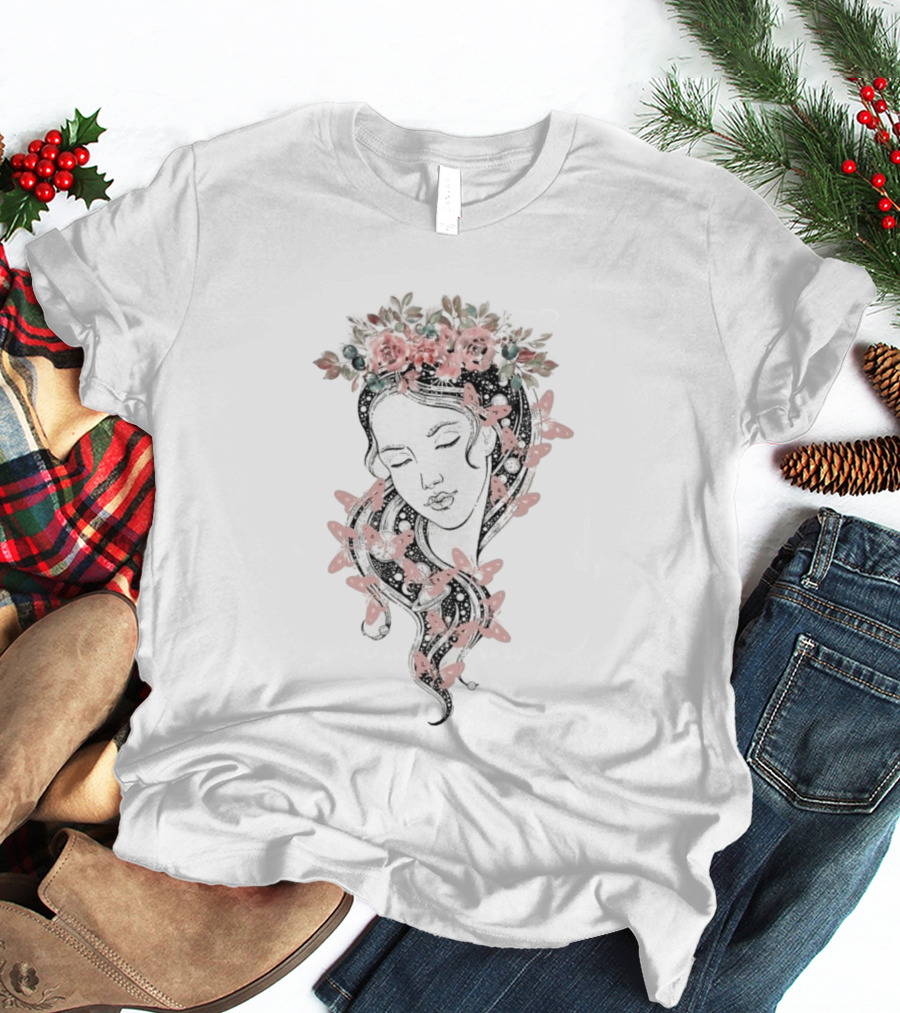 Heavyweight Floral Butterfly Hair T-Shirt