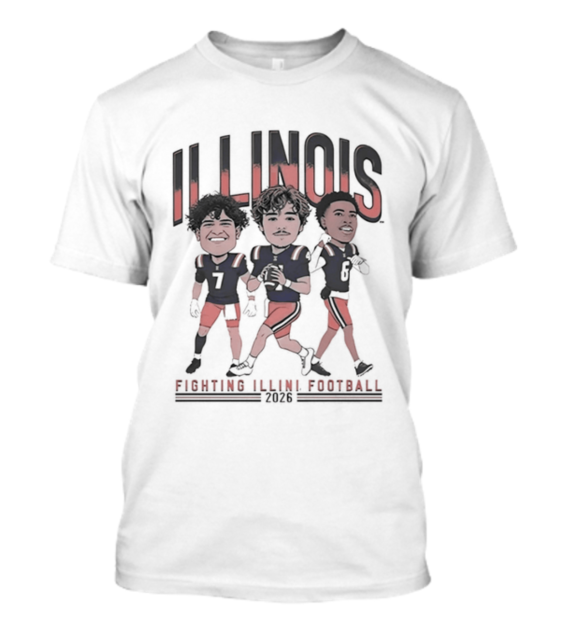 Illinois Fighting Illini Football 2026 Caricature Players Team Spirit T-Shirt