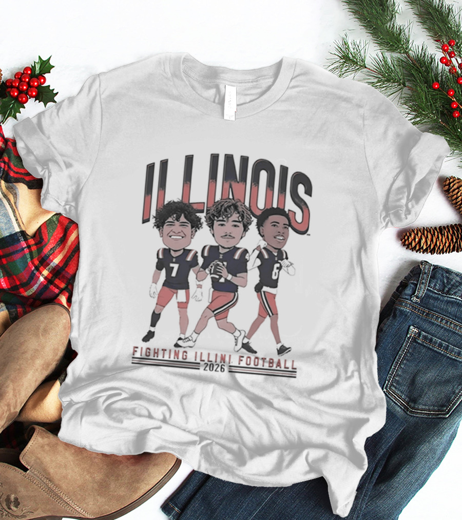 Illinois Fighting Illini Football 2026 Caricature Players Team Spirit T-Shirt