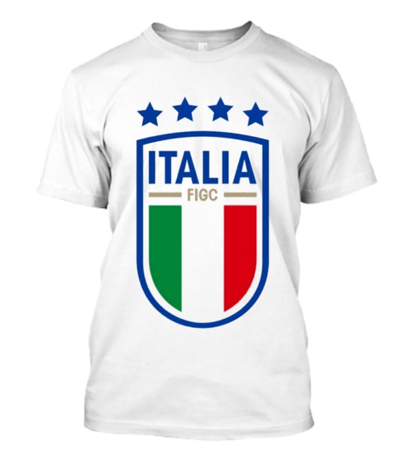 Italia FIGC Emblem Four Stars Badge Green White Red T-Shirt