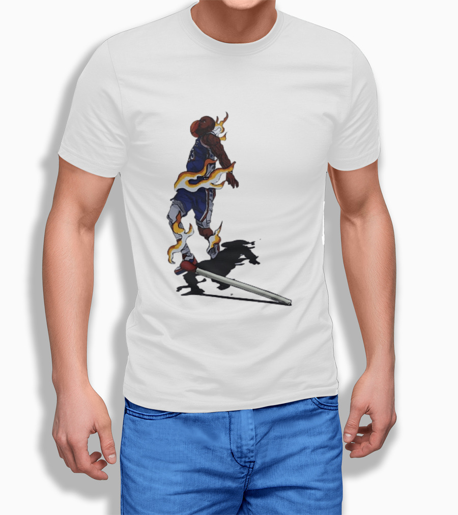 LeBron James Basketball Player Fiery Dunk Match Stick T-Shirt