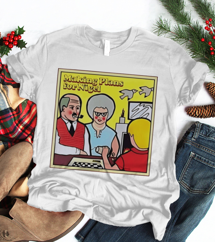 Making Plans For Nigel XTC New Wave English Rock Scene Yellow Background Birds Family T-Shirt