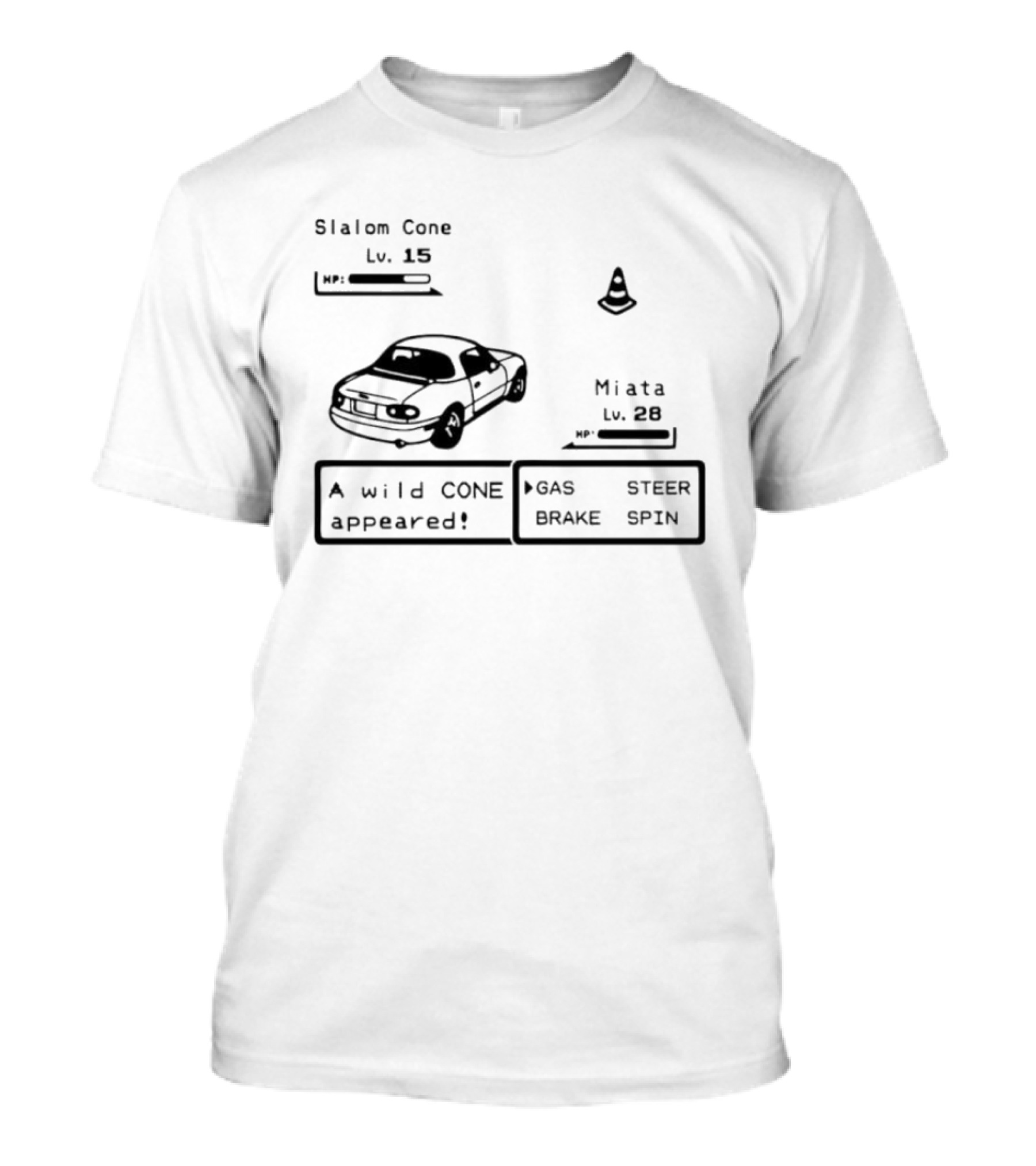 Miata Mazda NA A Wild Cone Appeared Pokemon Slalom Cone Gas Steer Brake Spin T-Shirt