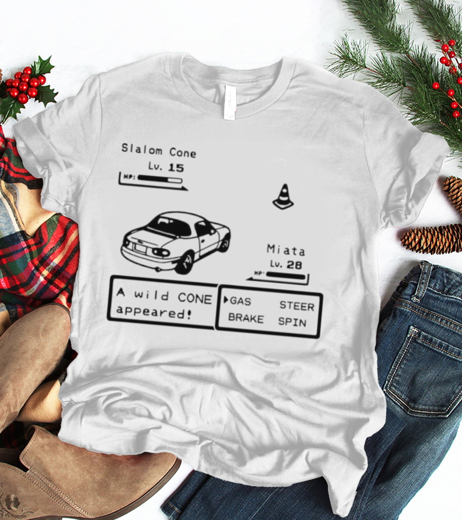 Miata Mazda NA A Wild Cone Appeared Pokemon Slalom Cone Gas Steer Brake Spin T-Shirt