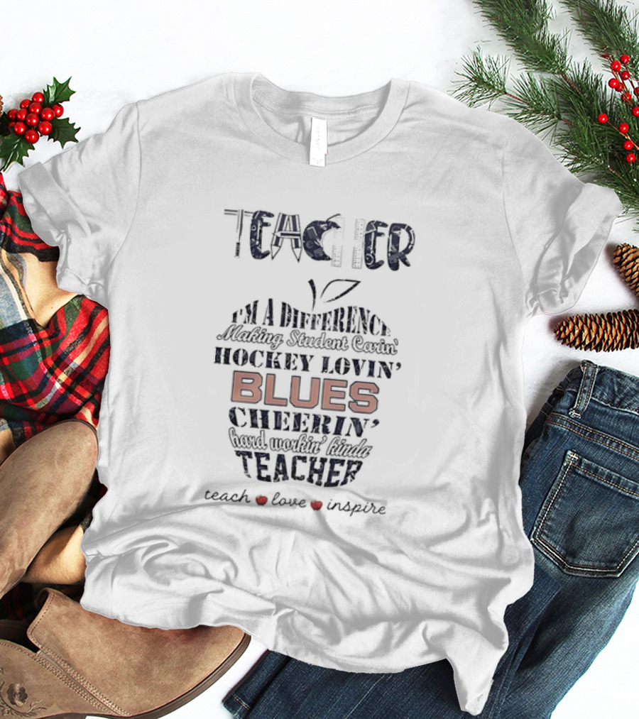 Teacher Difference Maker Hockey Lovin St Louis Blues Teacher T-Shirt