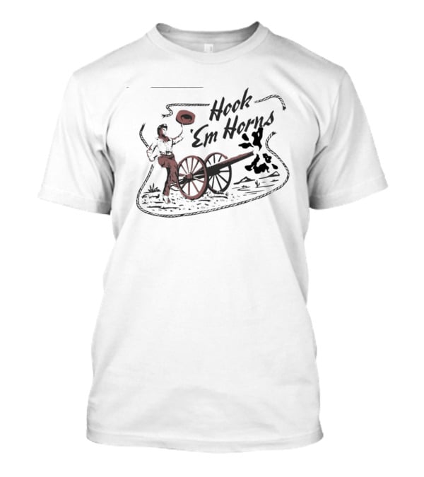Hook 'Em Horns Texas Longhorns Cowboy And Cannon T-Shirt