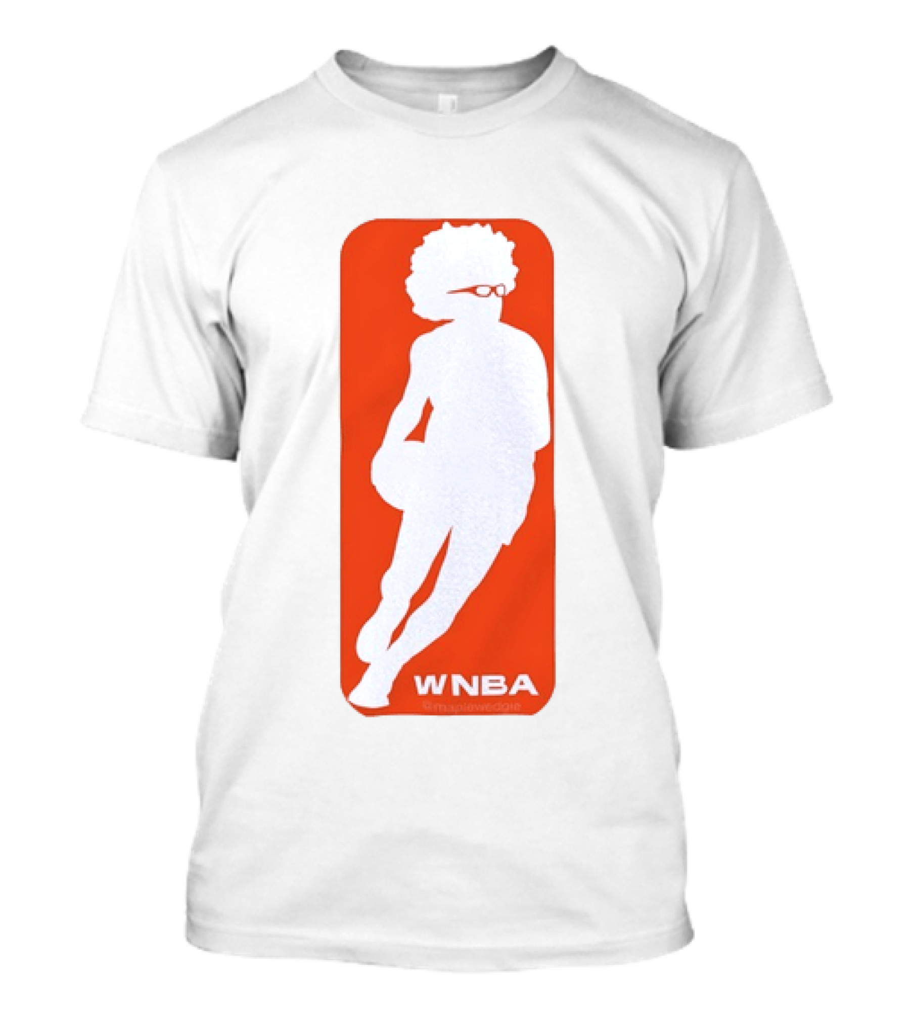 WNBA Maplewedgie Basketball Player White Silhouette On Orange T-Shirt