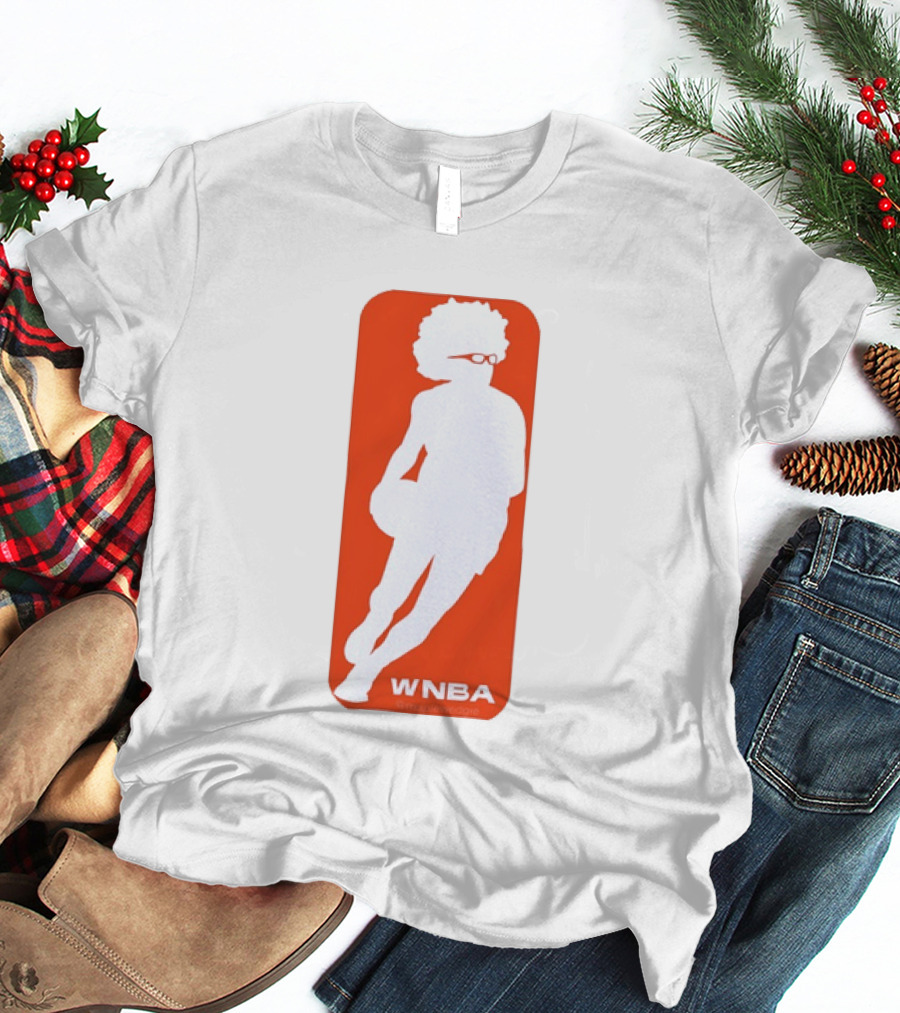 WNBA Maplewedgie Basketball Player White Silhouette On Orange T-Shirt