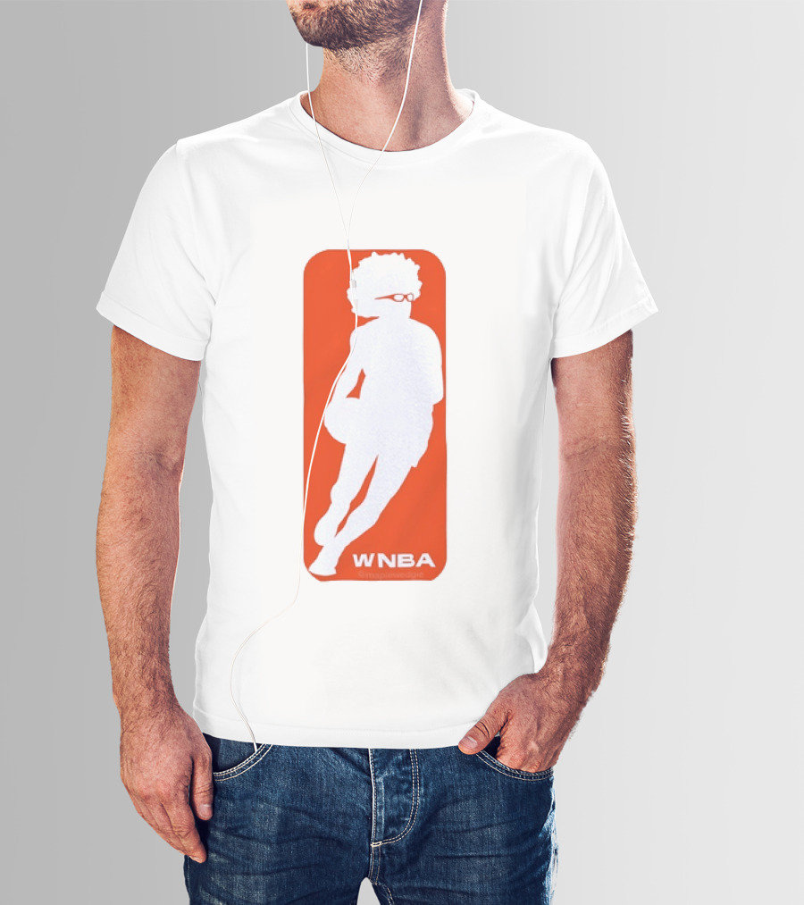 WNBA Maplewedgie Basketball Player White Silhouette On Orange T-Shirt