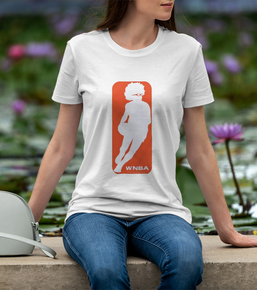 WNBA Maplewedgie Basketball Player White Silhouette On Orange T-Shirt