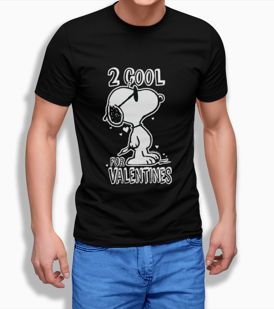 2 Cool For Valentines Peanuts Snoopy T-Shirt