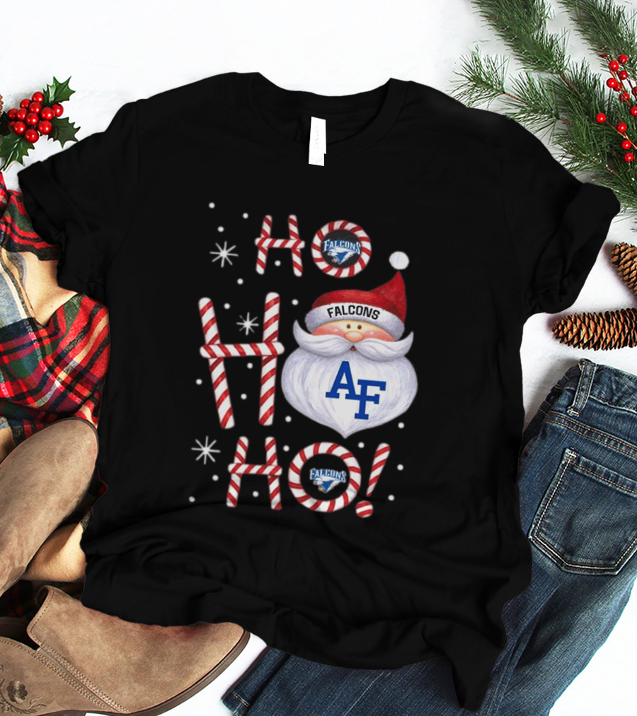 Air Force Falcons Christmas Santa Ho Ho Ho Peppermint Letters T-Shirt