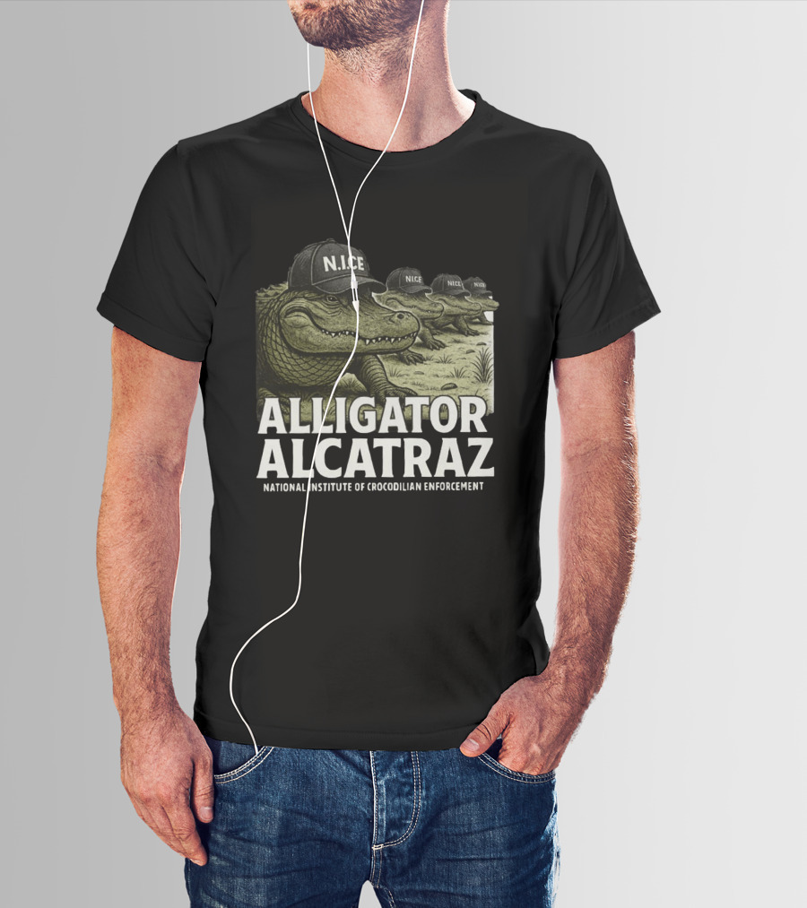 Alligator Alcatraz N.I.C.E. National Institute Of Crocodilian Enforcement T-Shirt