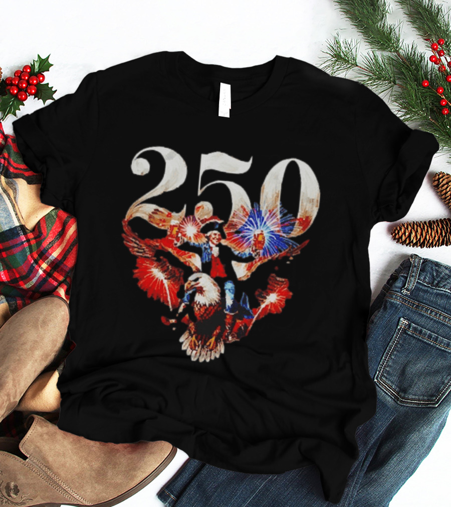 America 250 Ben Franklin Bald Eagle Fireworks T-Shirt