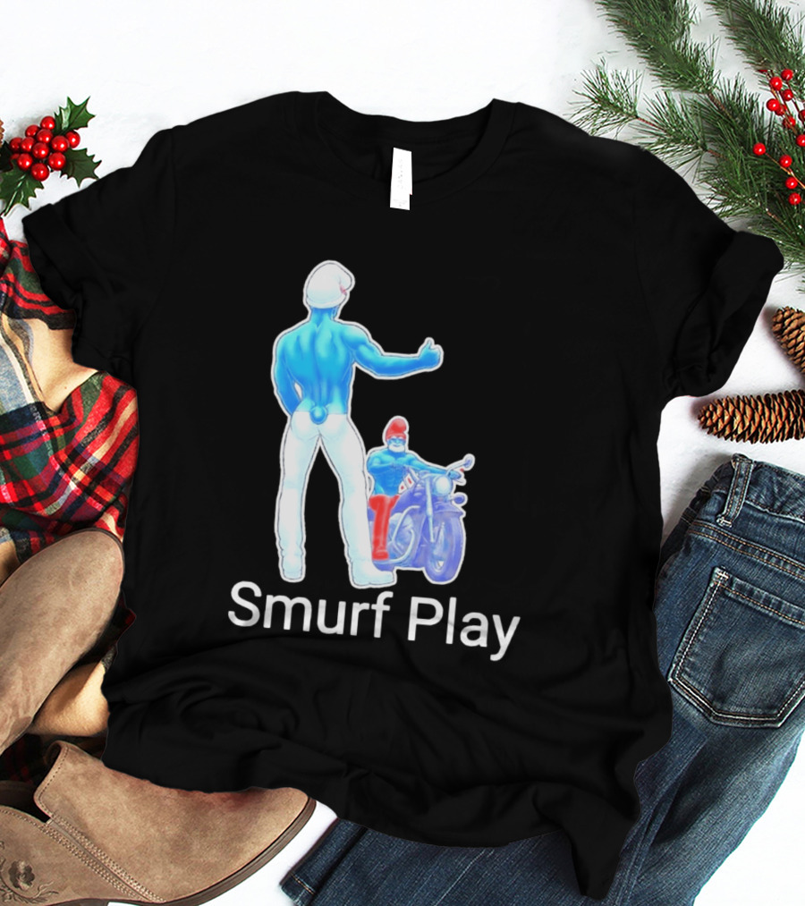 Smurf Play Gay LGBT Biker T-Shirt