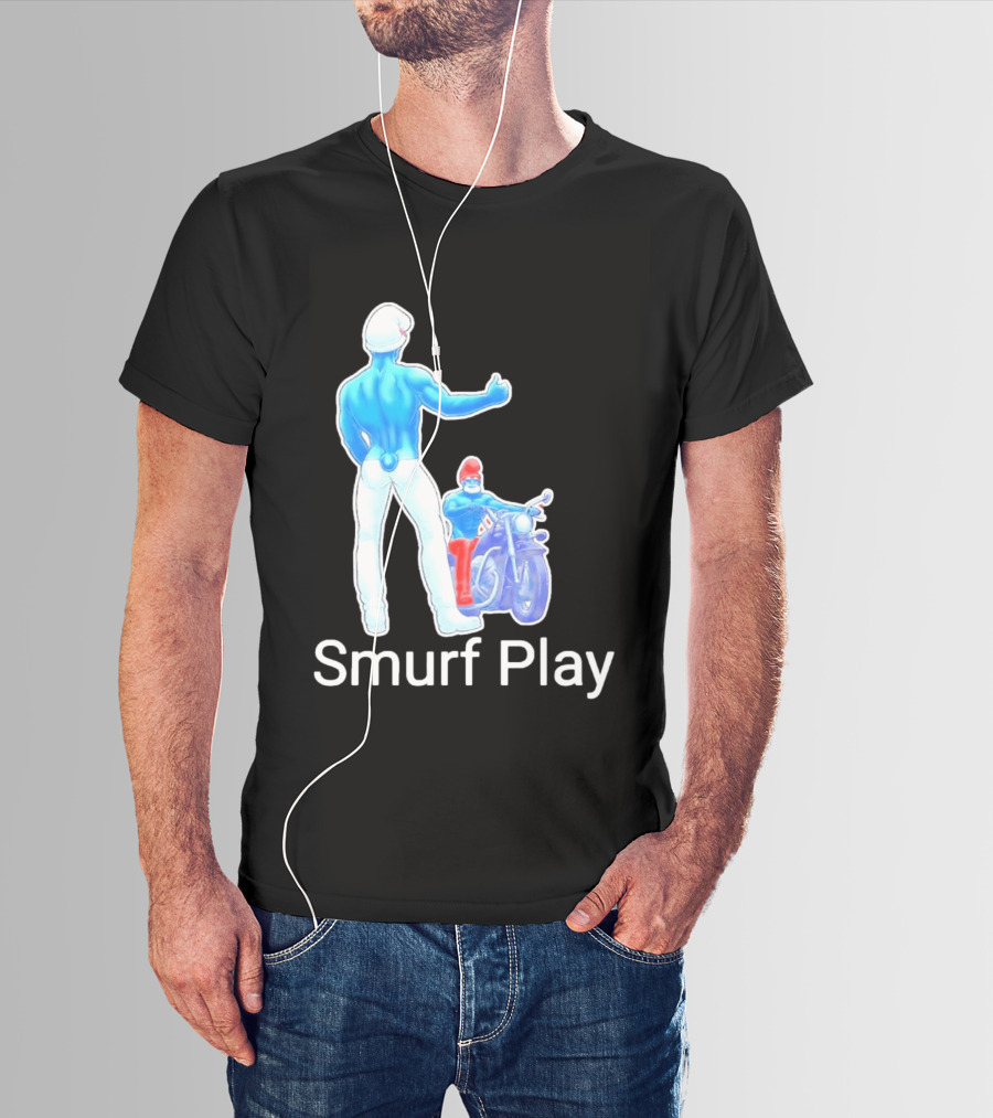 Smurf Play Gay LGBT Biker T-Shirt