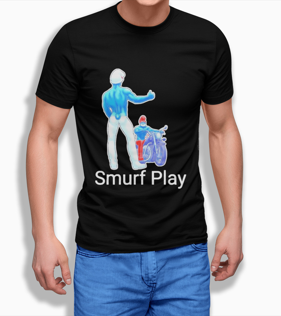 Smurf Play Gay LGBT Biker T-Shirt
