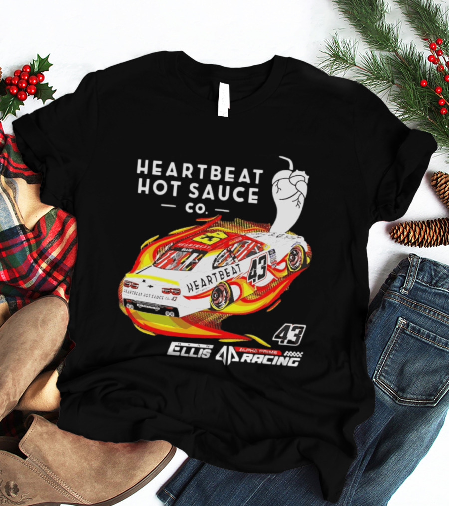 Heartbeat Hot Sauce Co Ryan Ellis 43 Alpha Prime Racing T-Shirt