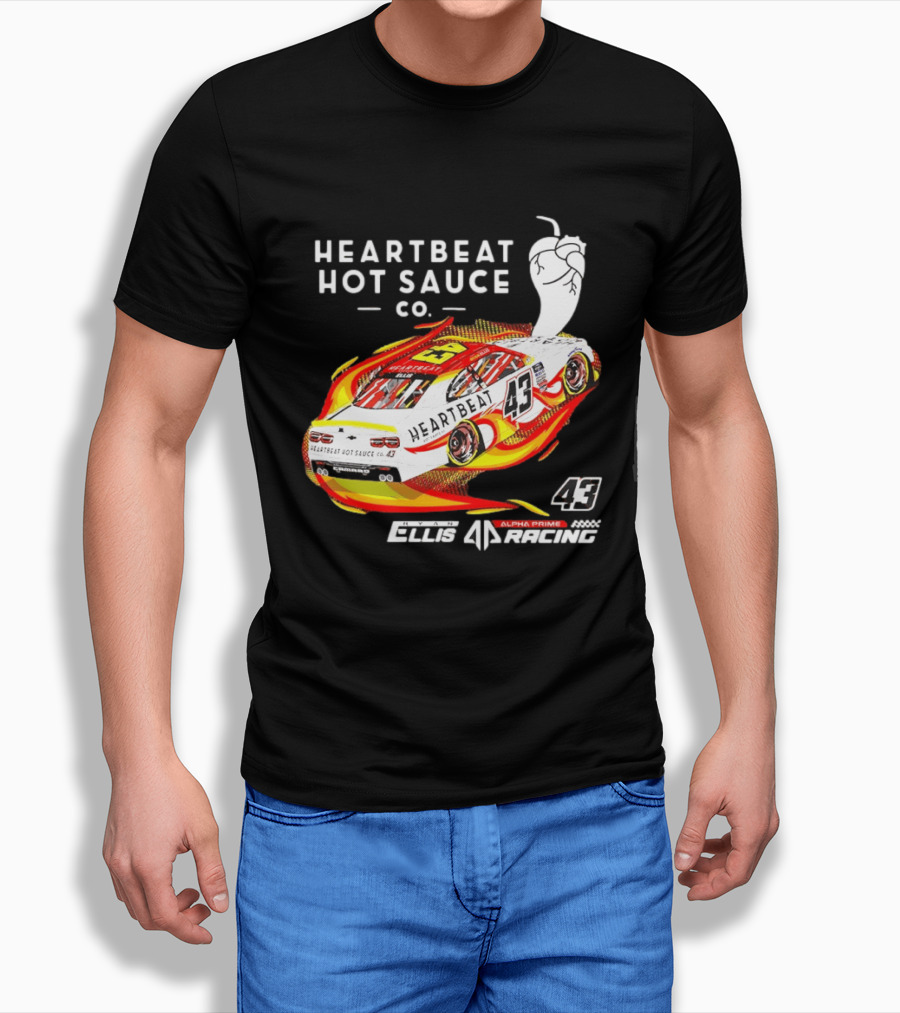 Heartbeat Hot Sauce Co Ryan Ellis 43 Alpha Prime Racing T-Shirt