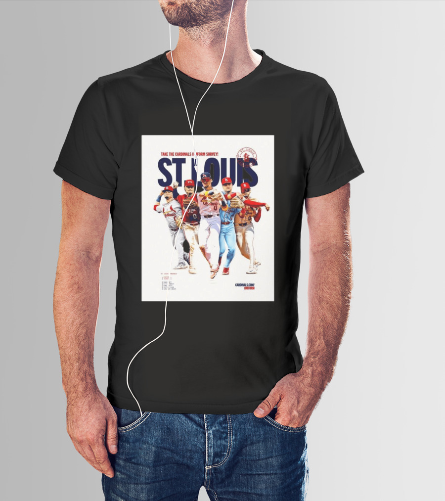 Take The Cardinals Uniform Survey St Louis Historic Baseball Players T-Shirt