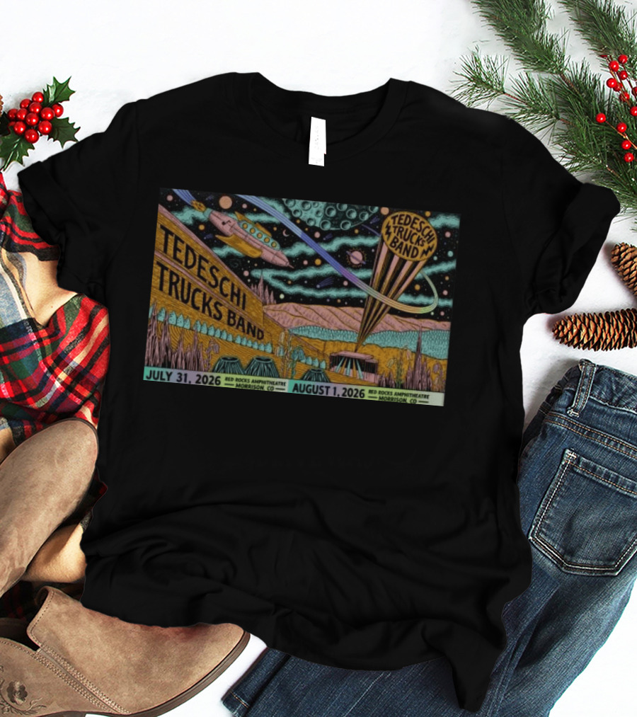 Tedeschi Trucks Band Concert July 31 August 1 2026 Red Rocks Amphitheatre Morrison CO Retro Sci Fi Space T-Shirt