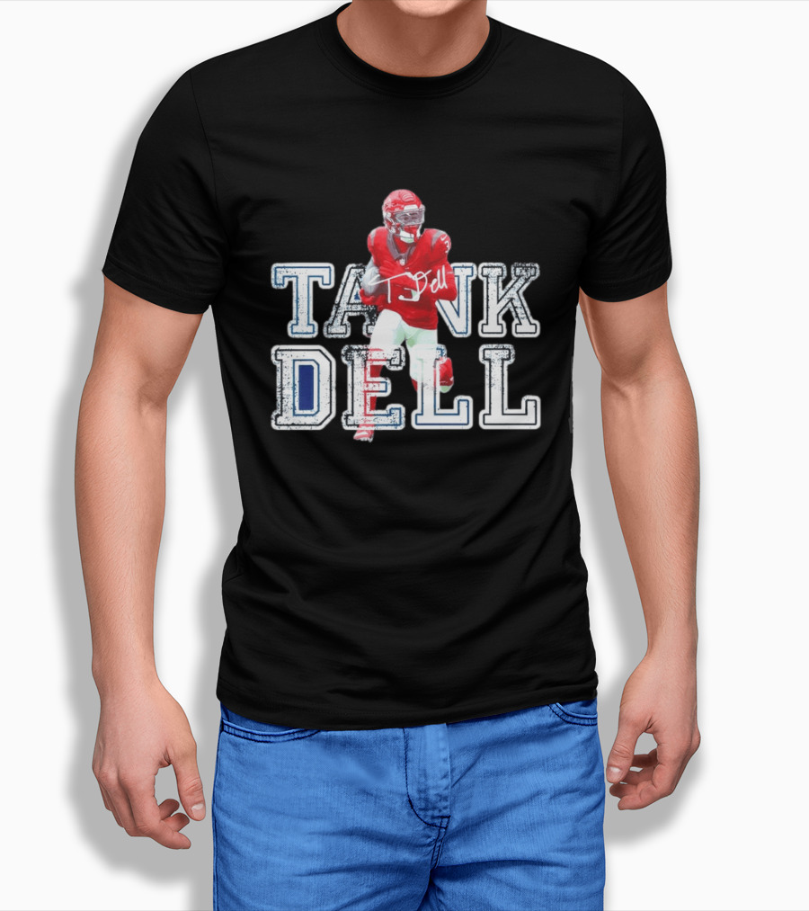 Houston Texans Tank Dell Football Player Run Action T-Shirt