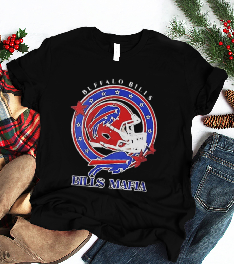 Buffalo Bills Bills Mafia Football Helmet Stars Oval T-Shirt