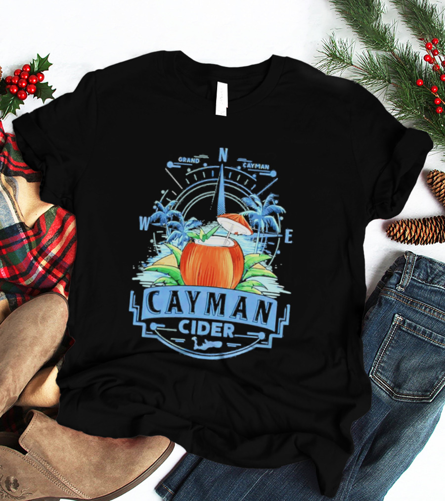 Cayman Cider Tropical Compass Palm Trees Beverage T-Shirt