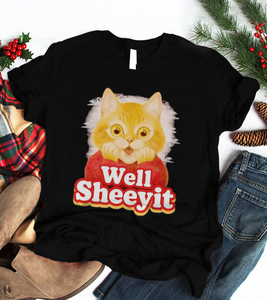 Well Sheeyit Surprised Orange Cat Humor T-Shirt