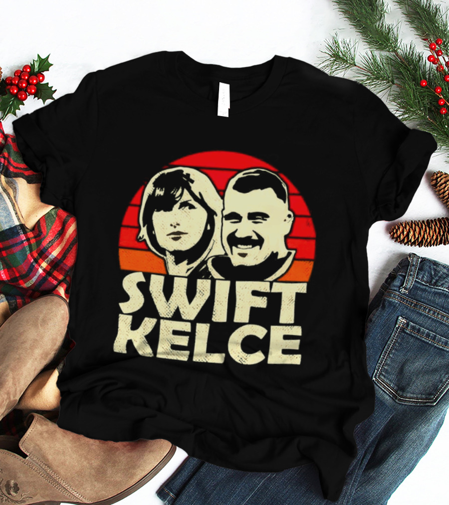 Kansas City Chiefs Swift Kelce Red Sunset T-Shirt