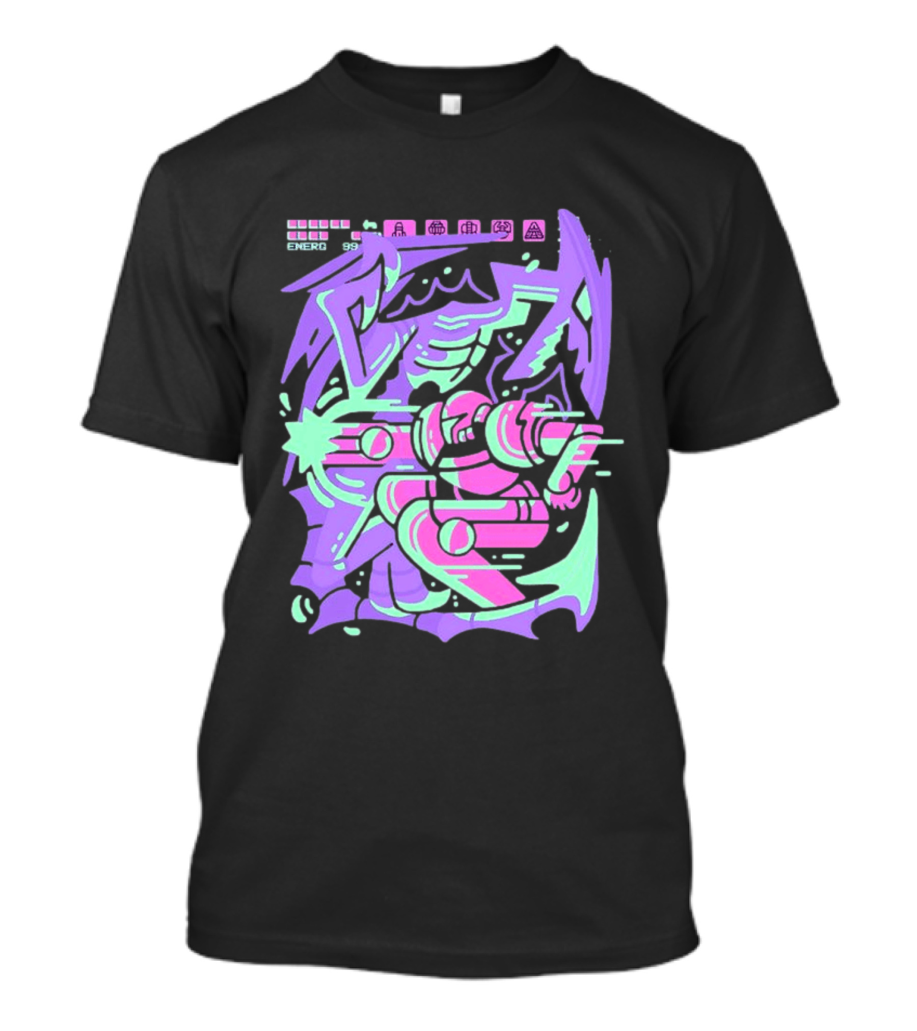 Metroid Space Pirate Skirmish Neon Glitch T-Shirt