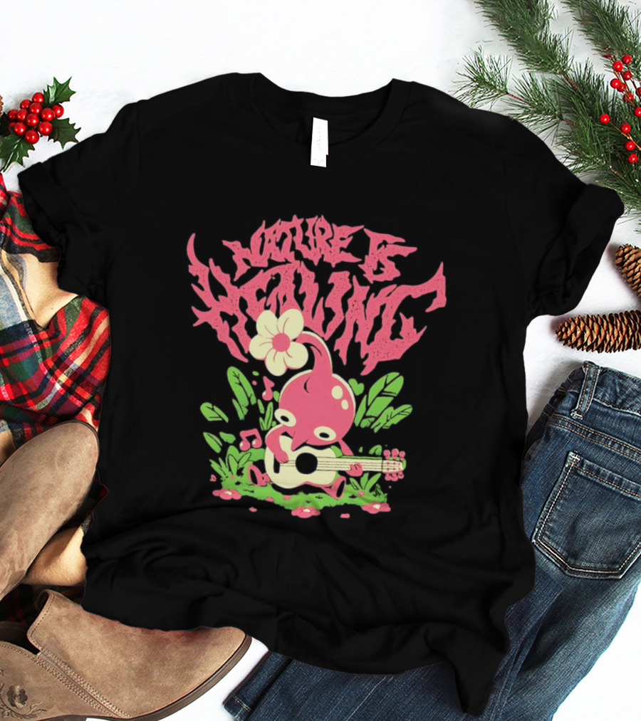 Nature Is Healing Pikmin Playing Guitar T-Shirt