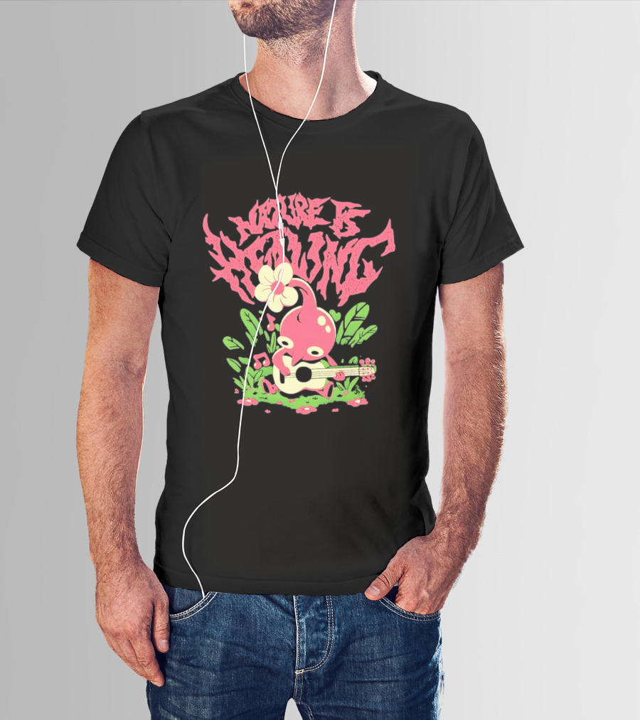 Nature Is Healing Pikmin Playing Guitar T-Shirt