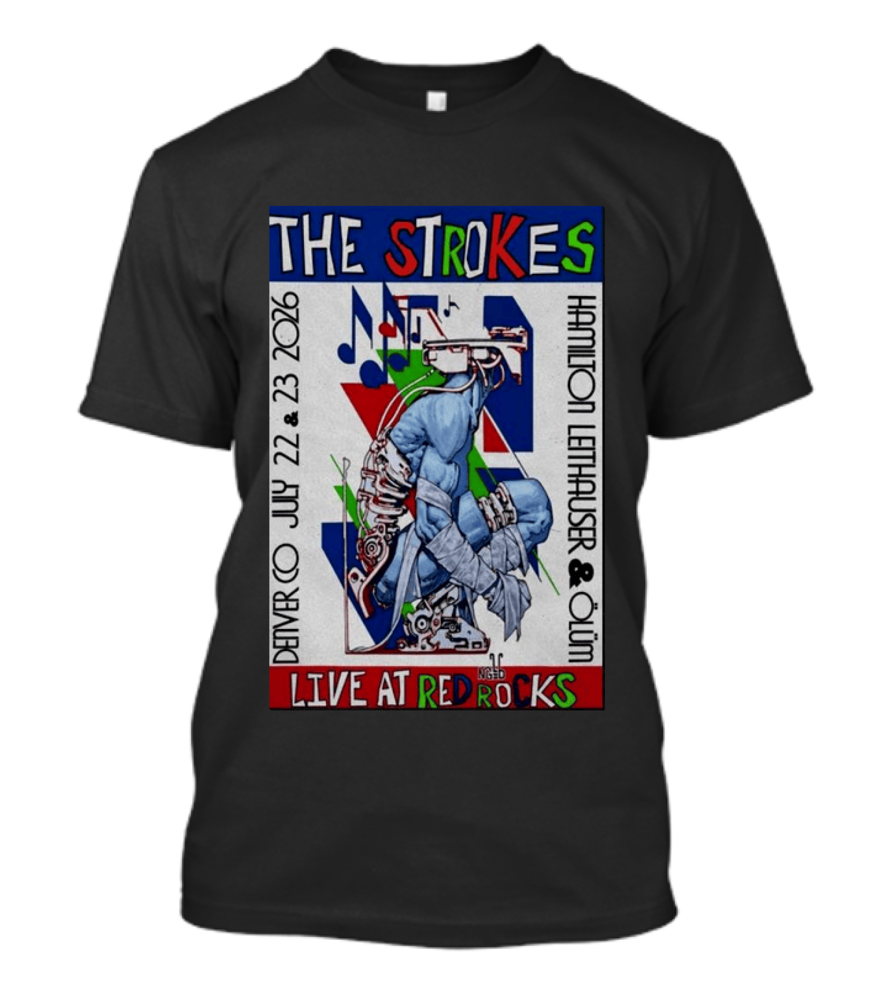 Live At Red Rocks The Strokes July 22 23 2026 Denver Hamilton Leithauser Qum T-Shirt