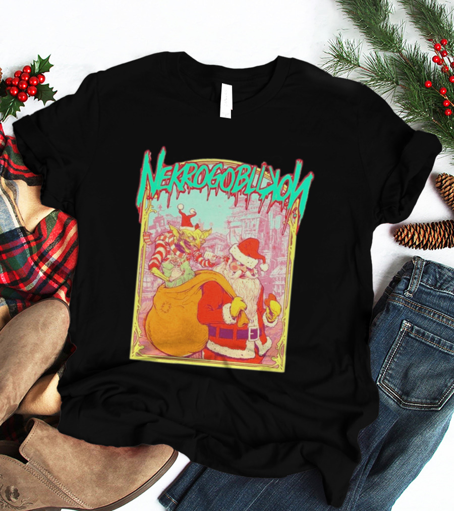 Santa Claus Nekrogoblikon Christmas Goblin Scene T-Shirt