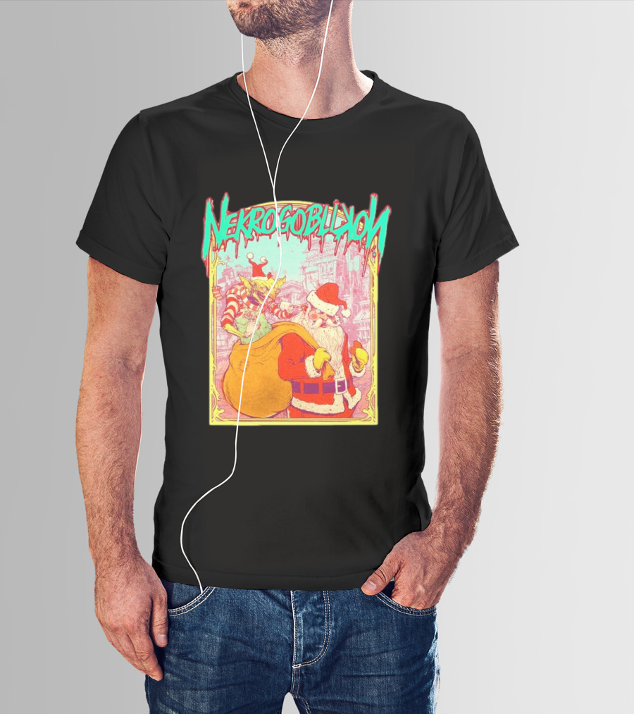 Santa Claus Nekrogoblikon Christmas Goblin Scene T-Shirt