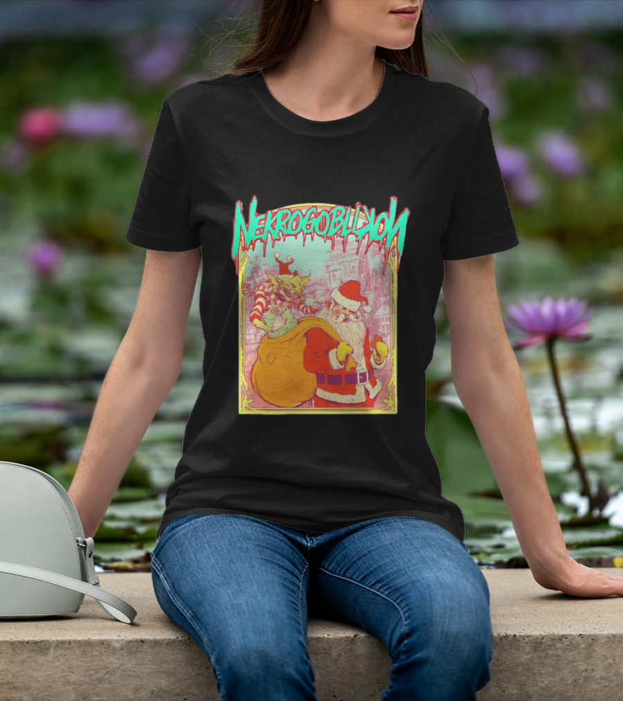 Santa Claus Nekrogoblikon Christmas Goblin Scene T-Shirt