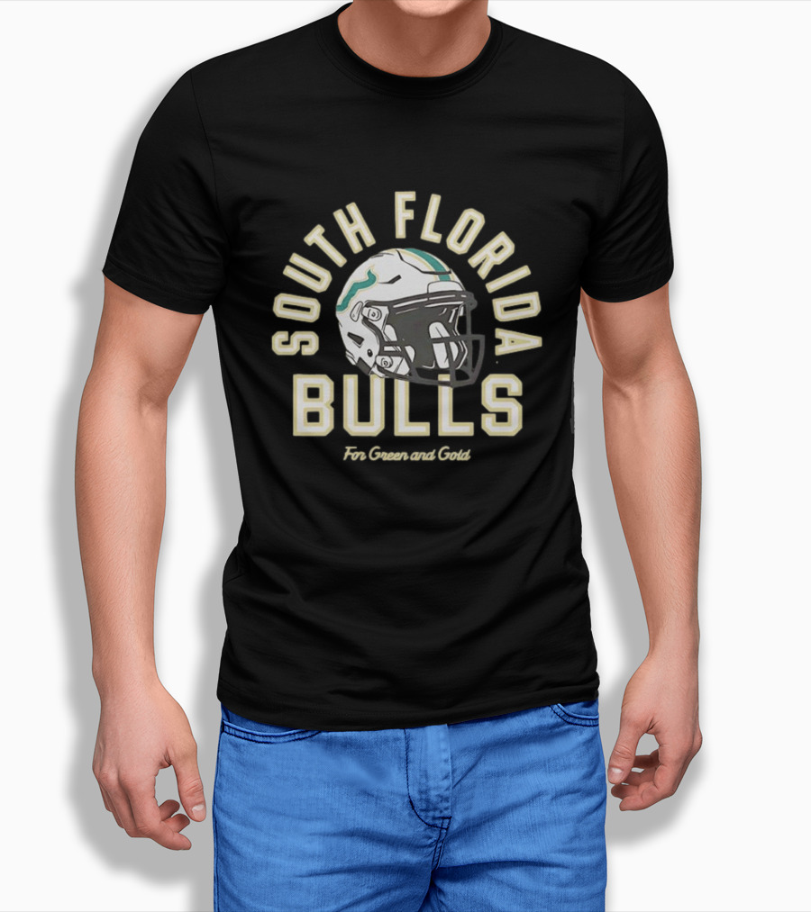 South Florida Bulls Football Helmet For Green And Gold Fans T-Shirt