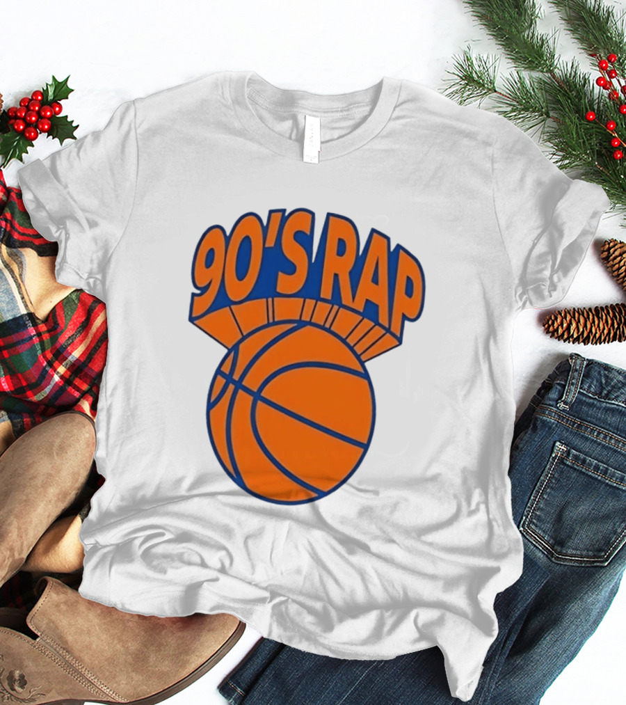 90's Rap Basketball Bold Orange Blue T-Shirt