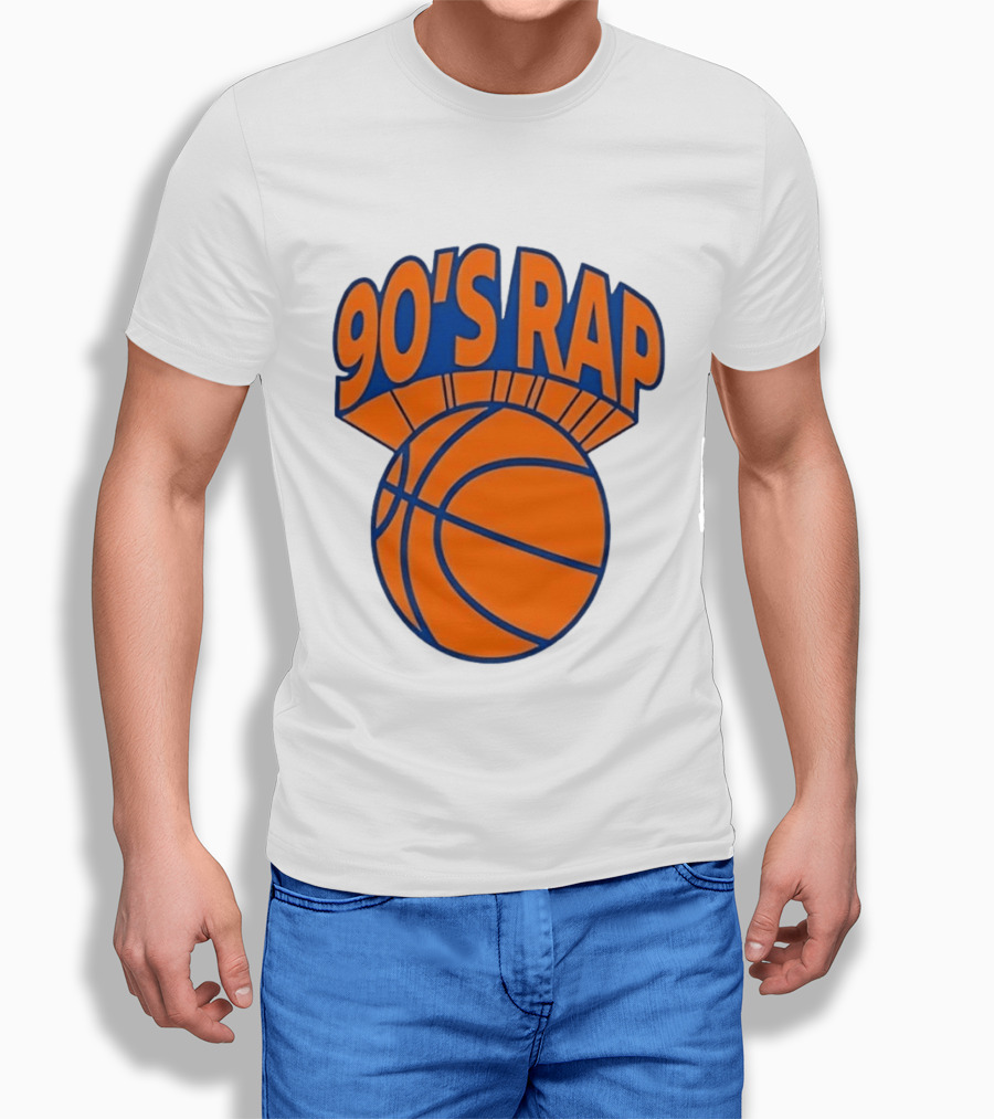 90's Rap Basketball Bold Orange Blue T-Shirt
